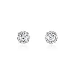 Histoire D'Or Boucles D'oreilles Puces Eternite Argent Blanc Oxyde De Zirconium