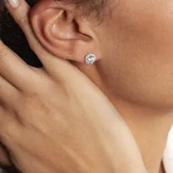 Histoire D'Or Boucles D'oreilles Puces Eternite Argent Blanc Oxyde De Zirconium -Boucles d'oreilles pendantes Soldes Boutique FAOFBZW982 model1