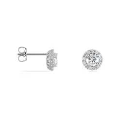 Histoire D'Or Boucles D'oreilles Puces Eternite Argent Blanc Oxyde De Zirconium -Boucles d'oreilles pendantes Soldes Boutique FAOFBZW982 view1