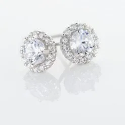 Histoire D'Or Boucles D'oreilles Puces Eternite Argent Blanc Oxyde De Zirconium -Boucles d'oreilles pendantes Soldes Boutique FAOFBZW982 view2