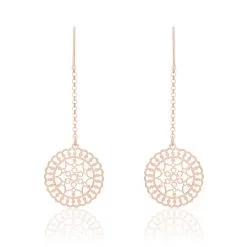 Histoire D'Or Boucles D'oreilles Pendantes Rotonda Argent Rose