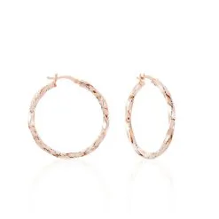 Histoire D'Or Créoles Diane Carrées Helicoidales Argent Rose