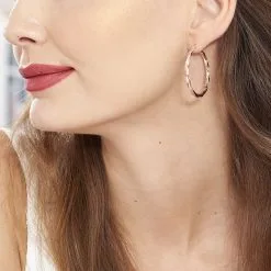 Histoire D'Or Créoles Diane Carrées Helicoidales Argent Rose -Boucles d'oreilles pendantes Soldes Boutique FAOFRW0084 model0