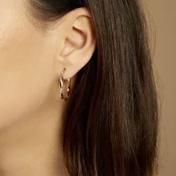 Histoire D'Or Créoles Argent Rose Alieno -Boucles d'oreilles pendantes Soldes Boutique FAOFRW0094 model0