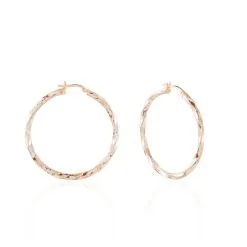 Histoire D'Or Créoles Diane Carrées Helicoidales Argent Rose