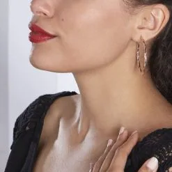 Histoire D'Or Créoles Diane Carrées Helicoidales Argent Rose -Boucles d'oreilles pendantes Soldes Boutique FAOFRW0095 model0