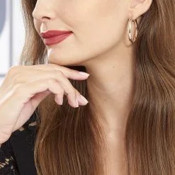 Histoire D'Or Créoles Ava Bords Diamantés Argent Rose -Boucles d'oreilles pendantes Soldes Boutique FAOFRW0099 model0