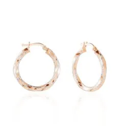 Histoire D'Or Créoles Diane Carrées Helicoidales Argent Rose