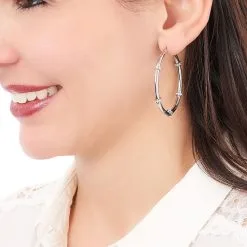 Histoire D'Or Créoles Aivy Rondes Acier Blanc Strass -Boucles d'oreilles pendantes Soldes Boutique FIOFBPW016 model0