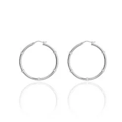 Histoire D'Or Créoles Aivy Rondes Acier Blanc Strass -Boucles d'oreilles pendantes Soldes Boutique FIOFBPW016 view1