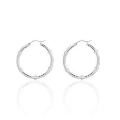 Histoire D'Or Créoles Aivy Rondes Acier Blanc Strass