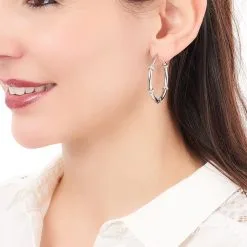 Histoire D'Or Créoles Aivy Rondes Acier Blanc Strass -Boucles d'oreilles pendantes Soldes Boutique FIOFBPW017 model0