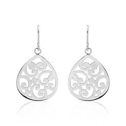 Histoire D'Or Boucles D'oreilles Pendantes Leylia Acier Blanc