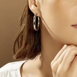 Histoire D'Or Créoles Amael Acier Blanc -Boucles d'oreilles pendantes Soldes Boutique FIOFBW0313 model0