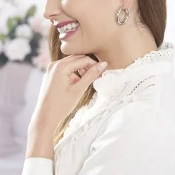 Histoire D'Or Créoles Adama Acier Blanc -Boucles d'oreilles pendantes Soldes Boutique FIOFBW0314 model0