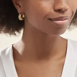 Histoire D'Or Demi Créoles Acier Doré Gaudence -Boucles d'oreilles pendantes Soldes Boutique FIOFJW0114 model0