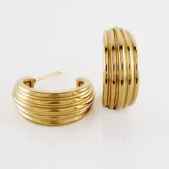 Histoire D'Or Demi Créoles Acier Doré Gaudence -Boucles d'oreilles pendantes Soldes Boutique FIOFJW0114 view2