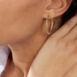 Histoire D'Or Créoles Acier Doré Pascau -Boucles d'oreilles pendantes Soldes Boutique FIOFJW0124 model1