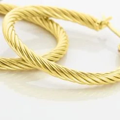 Histoire D'Or Créoles Acier Doré Pascau -Boucles d'oreilles pendantes Soldes Boutique FIOFJW0124 view3