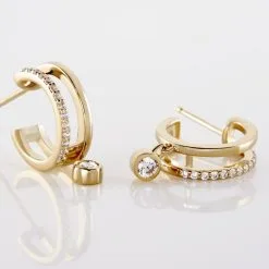 Histoire D'Or Créoles Plaqué Or Jaune Par Oxyde De Zirconium -Boucles d'oreilles pendantes Soldes Boutique FNOFJZW545 view2