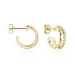 Histoire D'Or Créoles Plaqué Or Jaune Par Oxyde De Zirconium