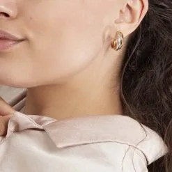 Histoire D'Or Créoles Athenea Plaqué Or Bicolore -Boucles d'oreilles pendantes Soldes Boutique FQOF2W0577 model0