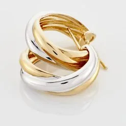 Histoire D'Or Créoles Athenea Plaqué Or Bicolore -Boucles d'oreilles pendantes Soldes Boutique FQOF2W0577 view2