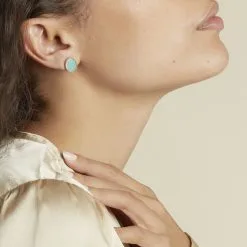 Histoire D'Or Boucles D'oreilles Puces Leeve Plaqué Or Jaune Amazonite Oxyde -Boucles d'oreilles pendantes Soldes Boutique FQOFJAT004 model0