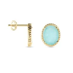 Histoire D'Or Boucles D'oreilles Puces Leeve Plaqué Or Jaune Amazonite Oxyde -Boucles d'oreilles pendantes Soldes Boutique FQOFJAT004 view1