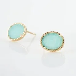 Histoire D'Or Boucles D'oreilles Puces Leeve Plaqué Or Jaune Amazonite Oxyde -Boucles d'oreilles pendantes Soldes Boutique FQOFJAT004 view2