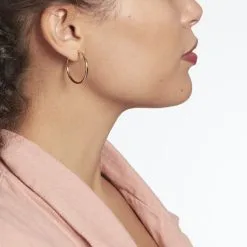 Histoire D'Or Créoles Fil Plaqué Or -Boucles d'oreilles pendantes Soldes Boutique FQOFJW0593 model0