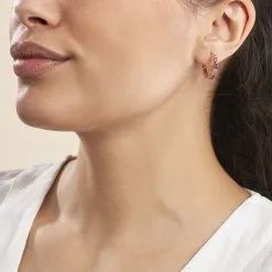 Histoire D'Or Créoles Zoelia Rondes Plaqué Or Jaune Pierres De Synthèse -Boucles d'oreilles pendantes Soldes Boutique FQOFJXS114 model0