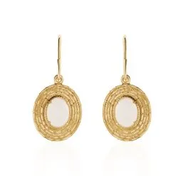 Histoire D'Or Boucles D'oreilles Pendantes Linna Plaqué Or Jaune Pierre De Lune