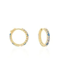 Histoire D'Or Créoles Zoelia Rondes Plaqué Or Jaune Pièrres De Synthèse