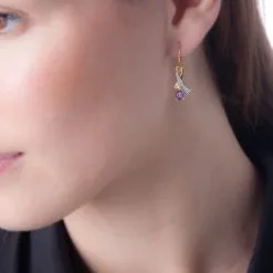 Histoire D'Or Boucles D'oreilles Pendantes Dyanah Plaque Or Jaune Oxyde De Zirconium -Boucles d'oreilles pendantes Soldes Boutique FQOFJZI013 model0