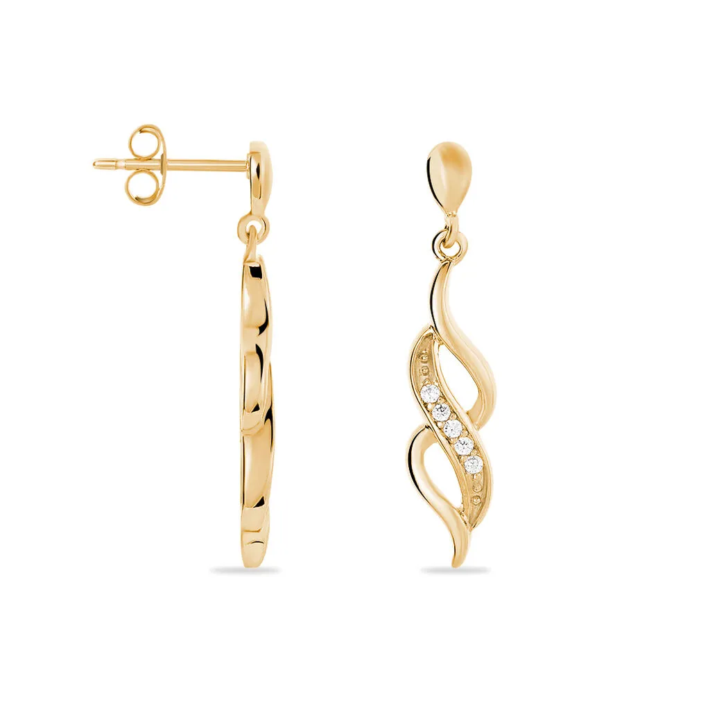 Histoire D'Or Boucles D'oreilles Pendantes Ishaae Plaqué Or Jaune Oxyde De Zirconium 2 Histoire D'Or Boucles D'oreilles Pendantes Ishaae Plaqué Or Jaune Oxyde De Zirconium – Image 2