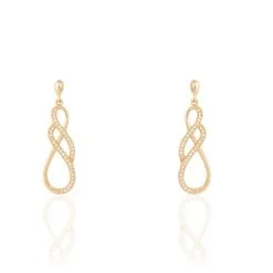 Histoire D'Or Boucles D'oreilles Pendantes Rajah Plaqué Or Jaune Oxyde De Zirconium