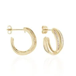 Histoire D'Or Créoles Marceline Rondes Plaqué Or Jaune Oxyde De Zirconium