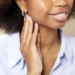 Histoire D'Or Créoles Marceline Rondes Plaqué Or Jaune Oxyde De Zirconium -Boucles d'oreilles pendantes Soldes Boutique FQOFJZW482 model0