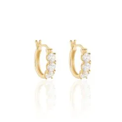 Histoire D'Or Boucles D'oreilles Pendantes Jacotte Plaqué Or Oxyde De Zirconium