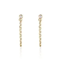 Histoire D'Or Boucles D'oreilles Pendantes Plaqué Or Lienard Oxydes De Zirconium