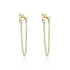 Histoire D'Or Boucles D'oreilles Pendantes Plaqué Or Lienard Oxydes De Zirconium