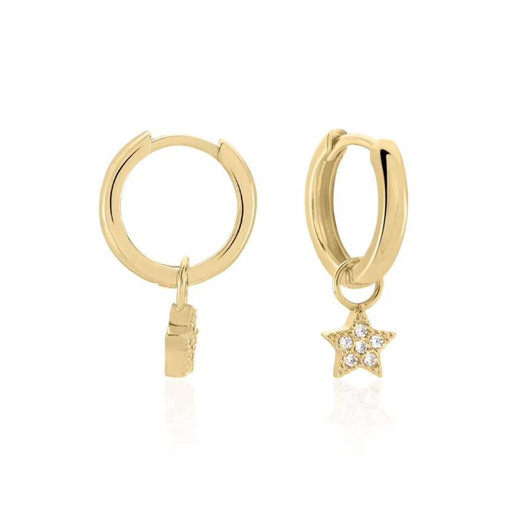 Histoire D'Or Créoles Plaqué Or Pauwels Pampilles Etoiles Oxydes De Zirconium 1 Histoire D'Or Créoles Plaqué Or Pauwels Pampilles Etoiles Oxydes De Zirconium