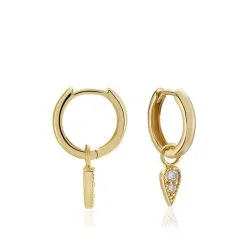 Histoire D'Or Créoles Plaqué Or Pawl Pampilles Ovales Oxydes De Zirconium