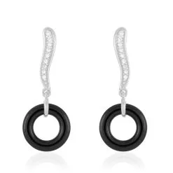 Histoire D'Or Boucles D'oreilles Pendantes Delphinia Argent Blanc Oxyde De Zirconium