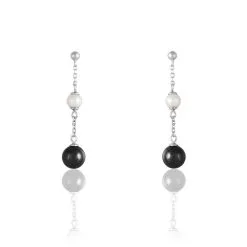 Histoire D'Or Boucles D'oreilles Pendantes Lucia Cera Argent Blanc Perle De Culture