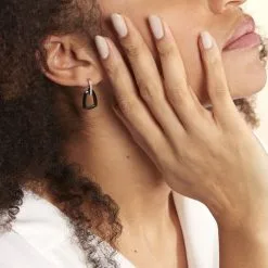 Histoire D'Or Boucles D'oreilles Pendantes Ezra Argent Blanc Céramique Et Oxyde -Boucles d'oreilles pendantes Soldes Boutique MAOFBXN061 model0