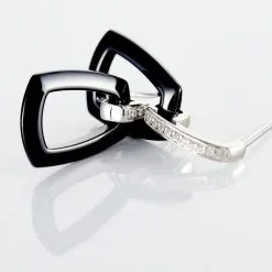 Histoire D'Or Boucles D'oreilles Pendantes Ezra Argent Blanc Céramique Et Oxyde -Boucles d'oreilles pendantes Soldes Boutique MAOFBXN061 view2