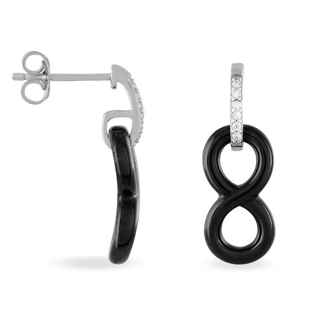 Histoire D'Or Boucles D'oreilles Pendantes Celinia Argent Blanc Céramique Et Oxyde 2 Histoire D'Or Boucles D'oreilles Pendantes Celinia Argent Blanc Céramique Et Oxyde – Image 2