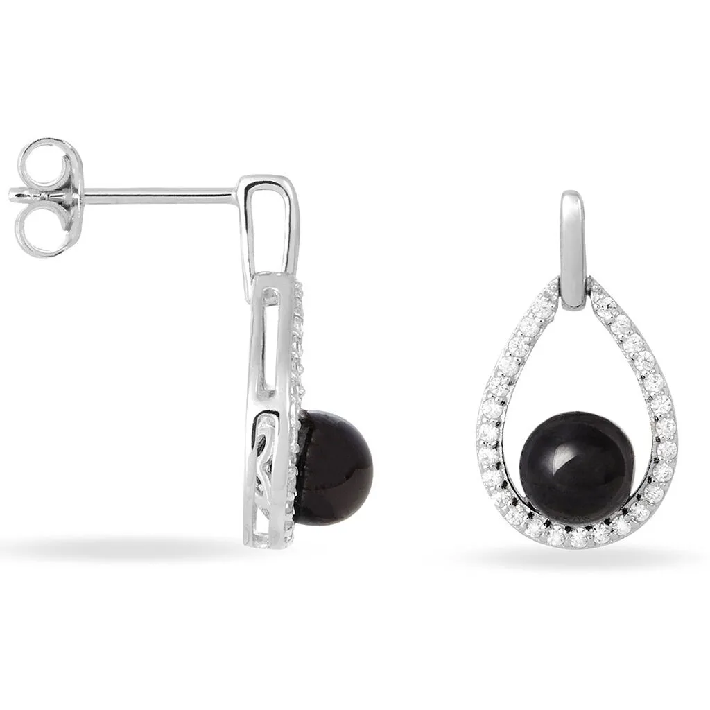 Histoire D'Or Boucles D'oreilles Pendantes Nerea Argent Blanc Céramique Et Oxyde 2 Histoire D'Or Boucles D'oreilles Pendantes Nerea Argent Blanc Céramique Et Oxyde – Image 2